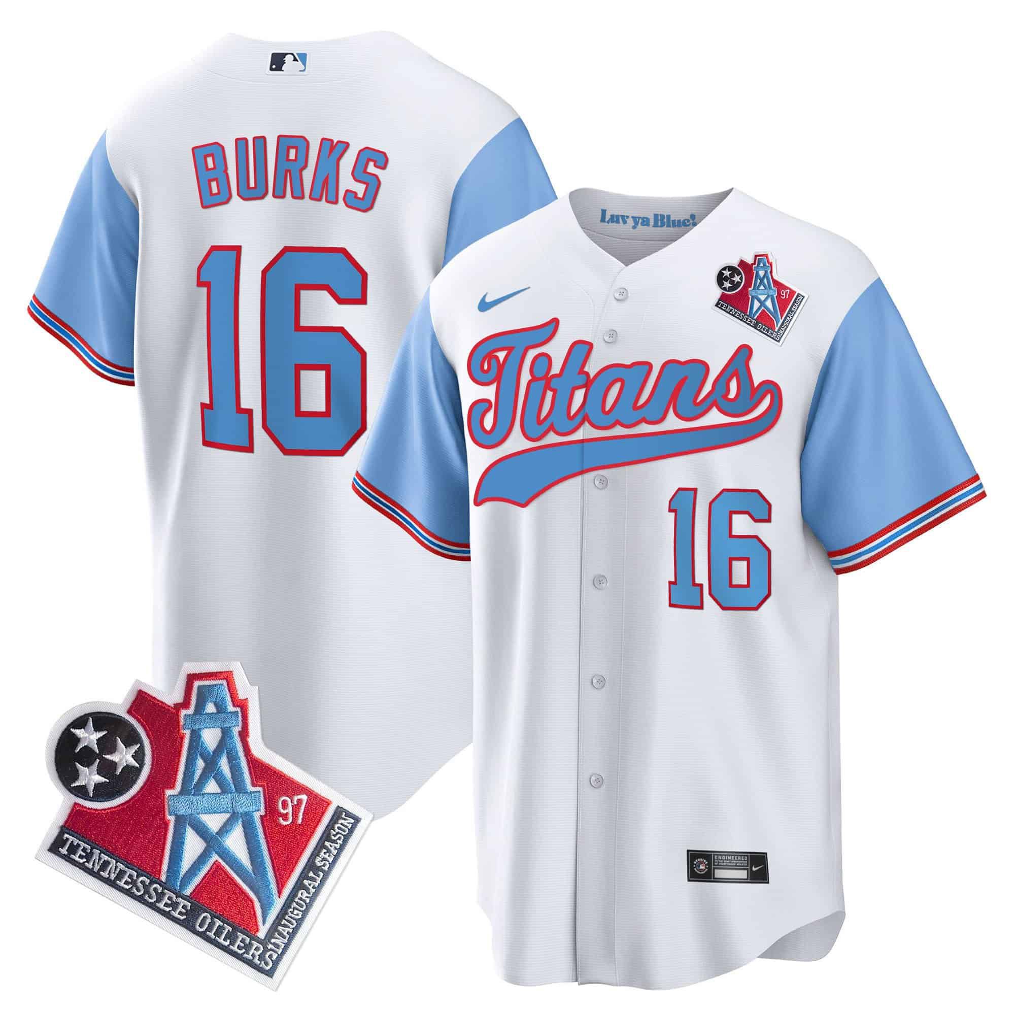 Men Tennessee Titans 16 Burks White Nike 1997 Throwback Limited Cool Base NFL Jersey style 1
